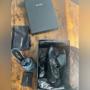 New Saint Laurent YSL Jean logo mules EU size 37 1/2